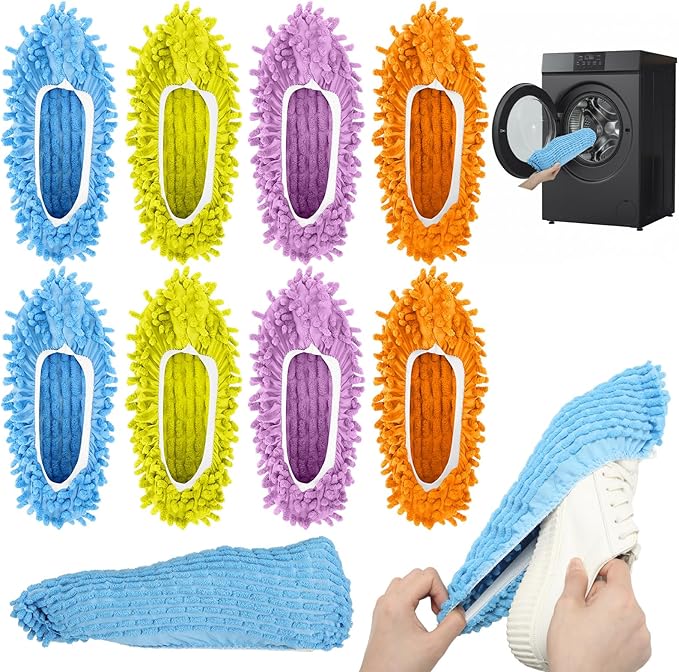 8 Pack Shoe Washing Machine Bag Chenille Shoe Laundry Bag 360° Deep Cleaning Reusable Sneaker Bags for Washing Machine Sneakers Slippers, 4 Colors