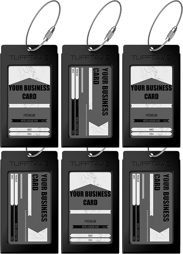 Luggage Tags Business Card Holder by TUFFTAAG - Durable Travel ID Bag Tag in Multiple Color Options, Perfect for Suitcases, Backpacks, and Carry-Ons, Easy Identification, Secure and Stylish