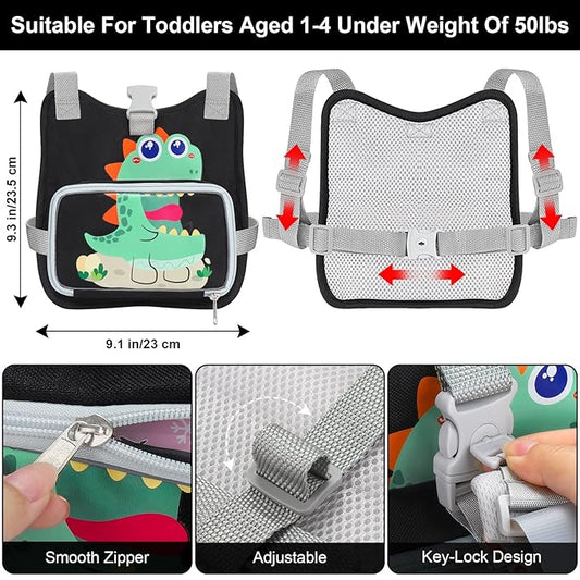 Accmor Toddler Harness Foldable Backpack Leash with Kids Anti Lost Wrist Link, Cute Dinosuar Children Walking Holder Tether for Outdoor Travel, Portable Baby Protector Wristband Strap for Boys