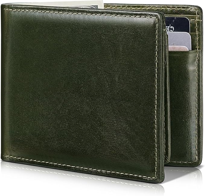 Artpaxy Mens Wallet Bifold Genuine Leather RFID Blocking Wallet for Men with 2 ID Windows 12 Card Holders 2 cash pockets 1 Gift Box