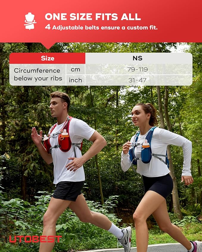 Running Vest, 5L Hydration Vest Lightweight, Breathable and Sweatproof Running Backpack, Adjustable Running Hydration Vest for Trail Running Marathon Race Jogging Cycling