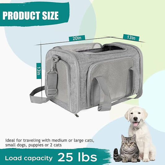 Top tasta Dog Cat Carrier Pet Carriers for Small Medium Large Cats Dogs Carrier Soft Sided Small Puppy Dog Carrier Portable Foldable Airline Approved Dog Cat Travel Carrier Grey Large