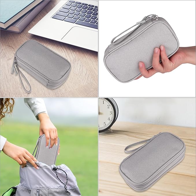 JIAKAI Travel Cable Organizer - Electronics Accessories Bag, Universal Electronic Organizer for Cables, Chargers, Phones (Double Layer - Grey)