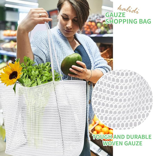 KALIDI BeachNylon Mesh Tote Bag, Casual Tote Bag Hobo Women Foldable MAX 23L Shoulder Bag For Beach Picnic Vacation