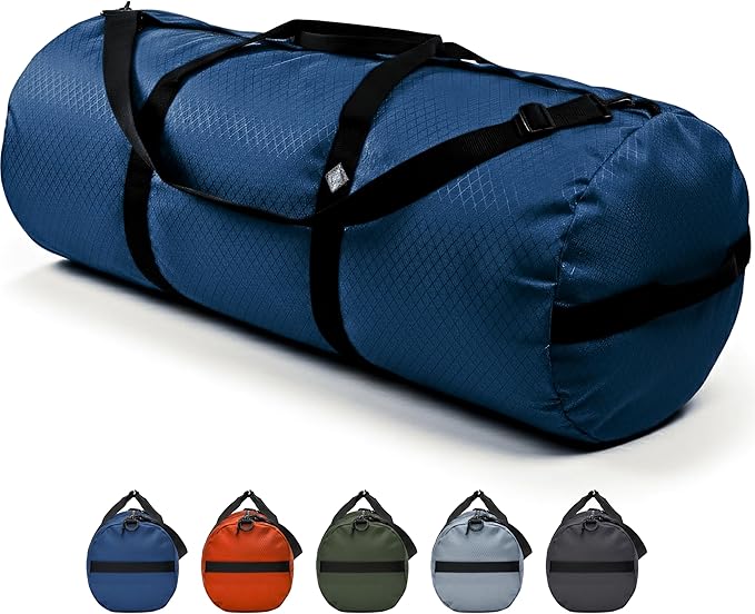 Diamond Ripstop Duffle Bags, Ultra Tough & Tear Resistant, Reinforced Stitching, Weatherproof, Packable Foldable Duffle Bag for Traveling