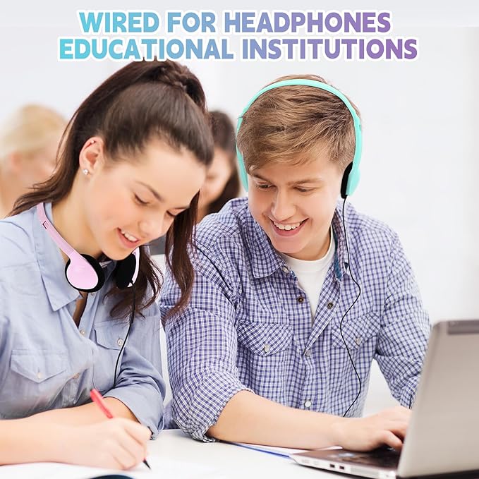Konohan 30 Pack Headphones Bulk Headphone for School Classroom Student Wired Headphones Adjustable with 3.5 mm Jack for Adults (Macaron)