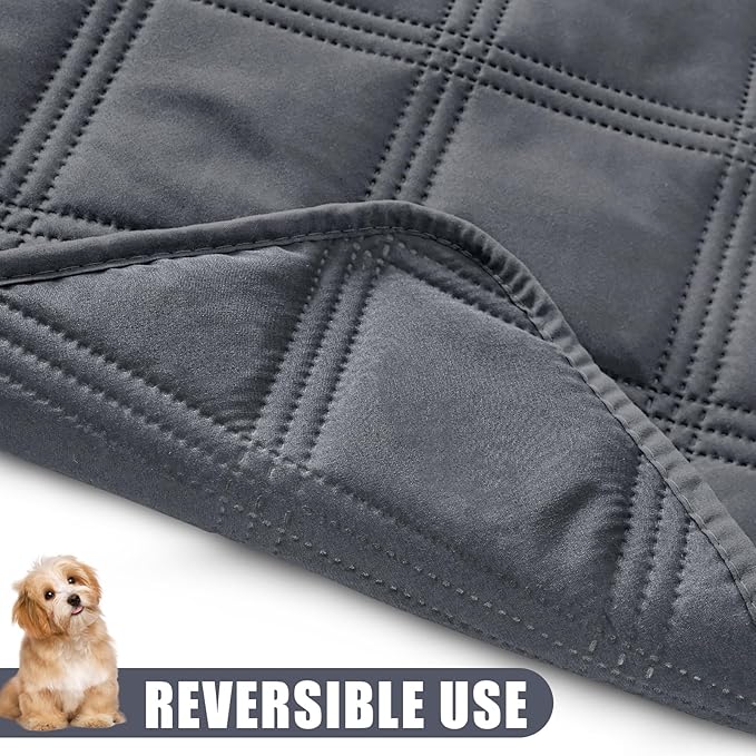 Smiry Waterproof Dog Bed Cover Blanket 30x53, Soft Reversible Pet Blanket, Washable Leakproof Cats Dogs Couch Cover for Sofa, Couch, Furniture, Lattice, Dark Grey/Dark Grey