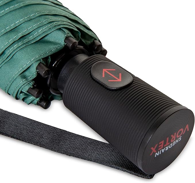 ShedRain Compact Folding Travel Umbrella – Push-Button Open & Close, Vented Double Canopy, Protects from Rain, Sun, & Wind