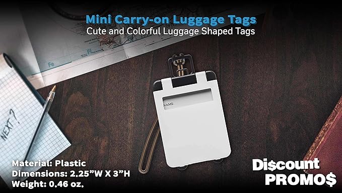 10 Mini Carry-on Luggage Tags Pack - Flip Open Cover, ID Sticker - White
