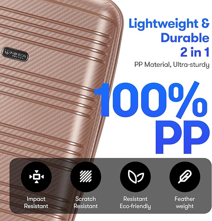 GinzaTravel 20 Inch Carry on Luggage 22x14x9 Airline Approved Hardside Suitcase with Spinner Wheels TSA Lock, 20-Inch, Rose Gold