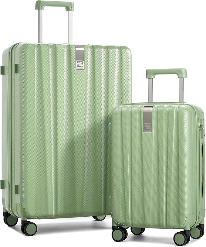 Hanke Hardshell Luggage Sets 2 Piece Extra Large Suitcases with Lock,28 Inch Luggage with Spinner Wheels, Travel Suitcase for Women Men 20 29Inch,Bamboo Green