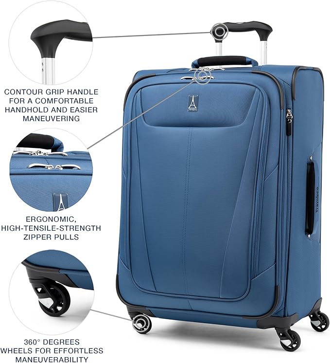 Travelpro Maxlite 5 Softside Expandable Checked Luggage with Spinner Wheels, Lightweight, 25-Inch — Ensign Blue