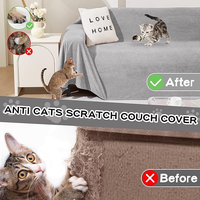 MEETSKY Couch Covers for 3 Cushion Couch Sofa, Washable Sectional Couch Covers L Shape Sofa Cover Soft Slipcovers Couch Furniture Protector for Pets Dogs Kids, 91" x 118", Light Grey