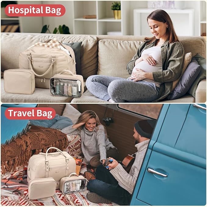 Wogarl Weekender Bags for Women Large Canvas Overnight Bag Travel Duffel Bags Carry on Shoulder Weekend Bag with Shoe Compartment for Travel Night Flight Daily Use