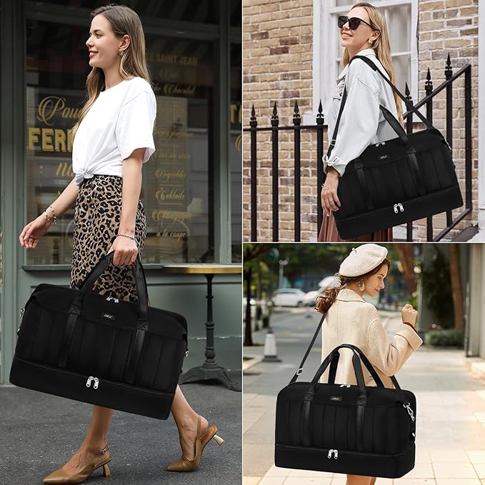 IBFUN Weekender Bags for Women, Travel Duffle Bag with Shoe Compartment Carry on Weekender Overnight Duffel for Weekend Travel Business Trip 3PCS