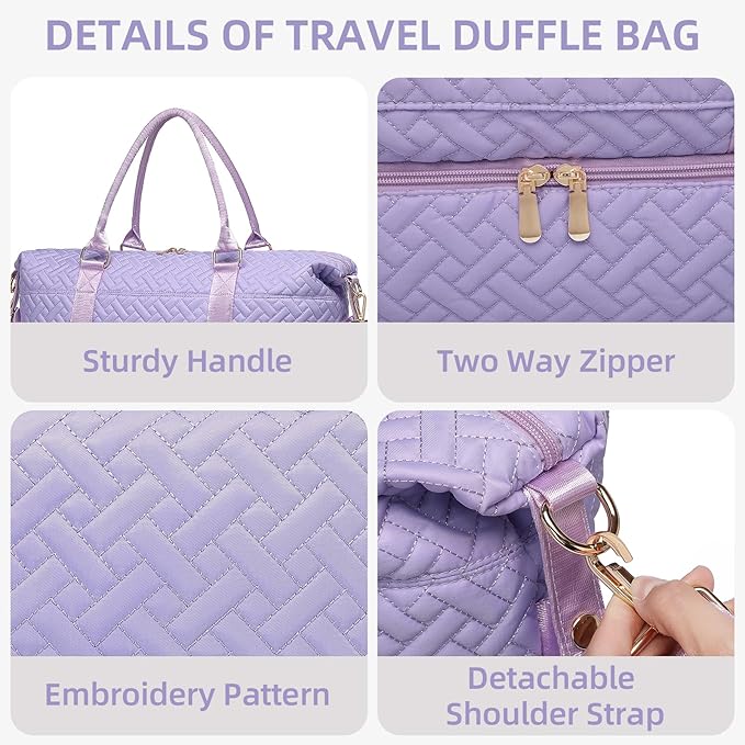 Duffle Bag for Travel, Weekender Bag with Shoe Compartment, Carry On Overnight Bag for Women with Toiletry Bag, Gym Bag with Wet Pocket, Hospital Bags for Labor and Delivery Beige