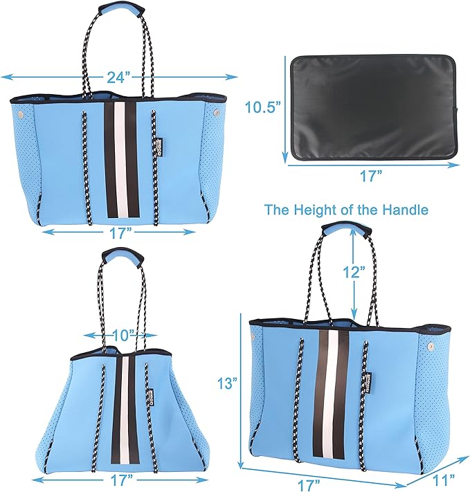 QOGiR Neoprene Multipurpose Beach Bag Tote with Inner Zipper Pocket … … … …