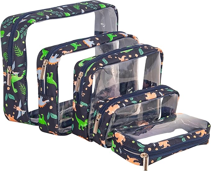 TSA Approved 5-Piece Diaper Bag Organizer Pouch Set Clear Waterproof TPU Kids Toiletry Storage Set Travel Packing Clutch Cube Bags for Baby Nursing