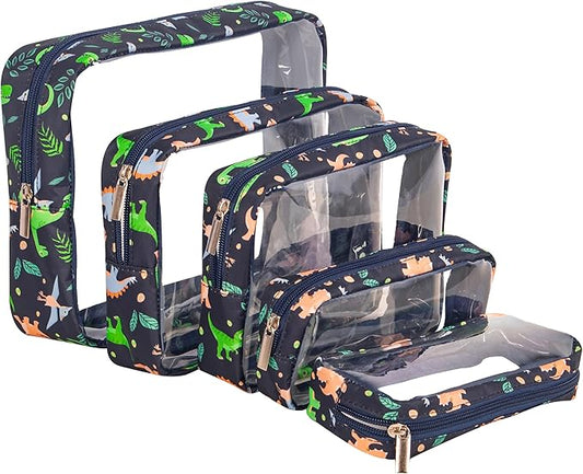 TSA Approved 5-Piece Diaper Bag Organizer Pouch Set Clear Waterproof TPU Kids Toiletry Storage Set Travel Packing Clutch Cube Bags for Baby Nursing