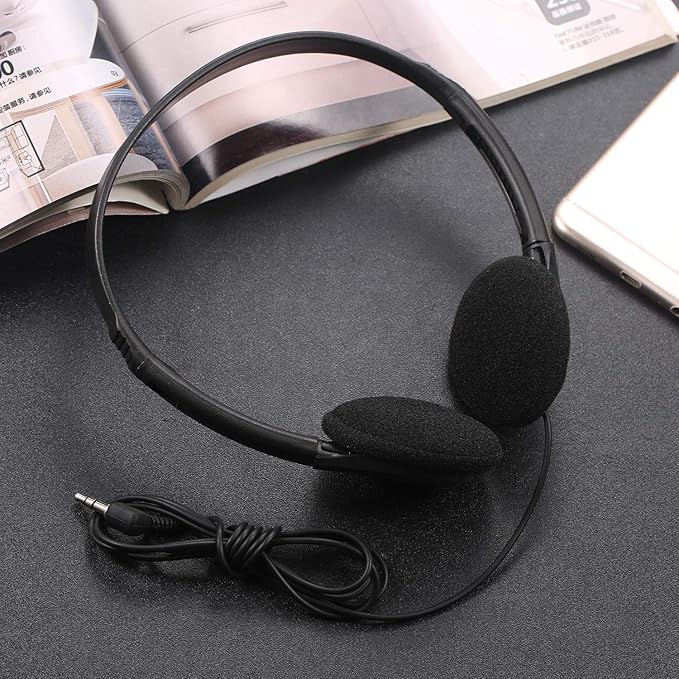 CN-Outlet 100 Pack Classroom Headphones Bulk for School Students Kids Teen Children and Adults, Wholesale Sturdy Wired Headphones Classroom Earphones (Black, 100 Pack)