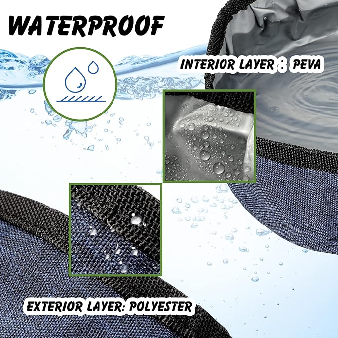 Meanplan 2 Pack Portable Dog Bowls Foldable Travel Dog Dish Portable Puppy Water and Food Bowl Pet Hiking Accessories for Small and Large Pets(Camo Green, Dark Blue,40 oz)