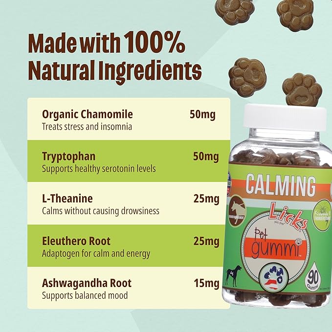 Licks Pill-Free Dog Calming Gummies - Zen Calming Aid Supplements for Aggressive Behavior & Nervousness - Dog & Puppy Treats for Stress Relief & Health - Gummies - 90 Use