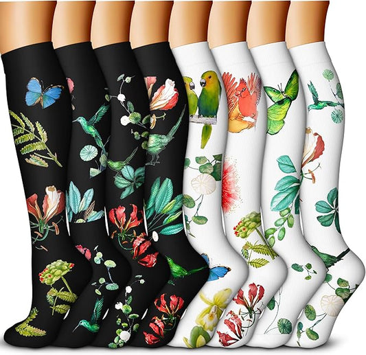 QUXIANG Copper Compression Socks for Women & Men Circulation (8 Pairs) - Best for Running Athletic Cycling - 15-20 mmHg