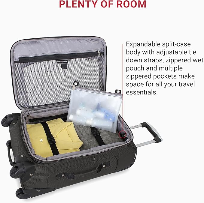 SwissGear Sion Softside Expandable Luggage, Black, 2-Piece Set (21/29)