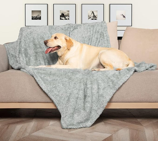 MACEVIA Fluffy Fleece Dog Blankets,Warm Soft Fuzzy Pets Blanket for Puppy,Small,Medium,Large Dogs and Cats,Plush Pet Throws for Bed,Couch,Sofa,Travel(40x60 Inch, Light Gray)