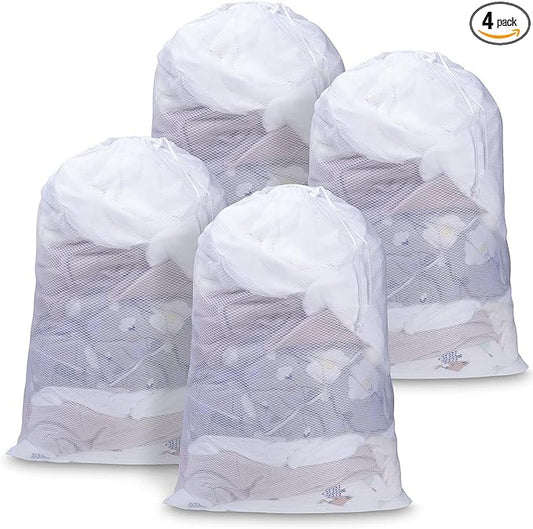 Meowoo Large Mesh Laundry Bag, 27×36inch Heavy Duty Mesh Laundry Bags Drawstring Lockable, Laundry Hamper Liner, Machine Washable, for Travel,Storage, Sports Factories, Dorms, Black 1pcs