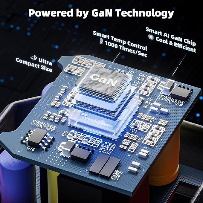 45W GaN Dual-USB-C Fast Charger - Cyberpunk Mecha Style with Touch-Activated Eye Light, Foldable Plug for iPhone 17/16, iPad Pro, Galaxy S25, Travel-Ready & Christmas/New Year Premium Gift