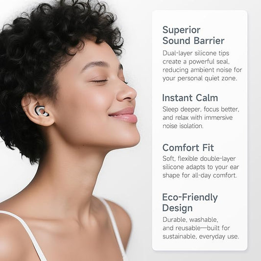 Ear Plugs for Sleeping Noise Cancelling, Reusable Silicone Earplugs for Sleeping, High Fidelity with Mute Layer for Noise Redution for Travel,Focus,28dB Noise Reduction (Black White)