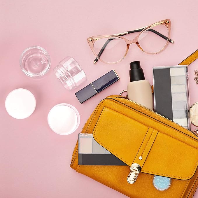 SATINIOR 36 Pieces 2 oz Plastic Jars with Lids Wide Mouth Airtight Reusable Container Acrylic Cosmetic Small Jars for Lotions Ointments Travel Toiletries Creams Make up Storage(Clear)