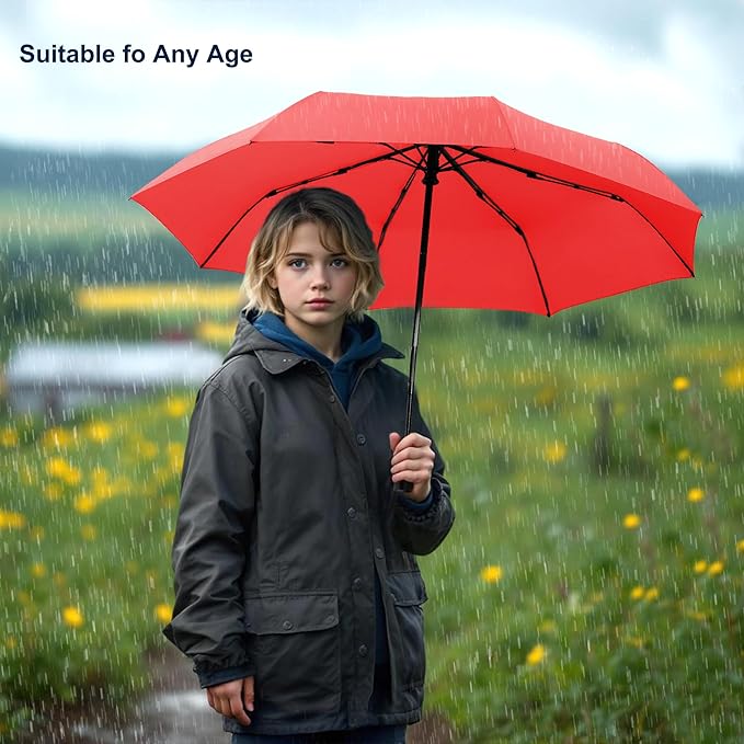 SoulRain Travel Umbrella - Compact Umbrella for Rain - Perfect Large Auto Folding Umbrella - Ideal Car umbrella, Small umbrella, and Travel Companion