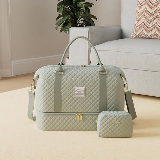 LOVEVOOK Travel Duffle Bag,Weekender Bags for Women with Shoe Compartment，Carry on Overnight Bag with Toiletry Bag,Gym Duffel Bag with Wet Pocket, Hospital Bags for Labor and Delivery