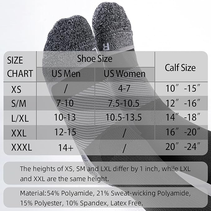 Bbfrey Medical Compression Socks 20-30 mmHg for Men Women (3 Pairs) - Best Support for All Day Wear, Pain Relief, Circulation