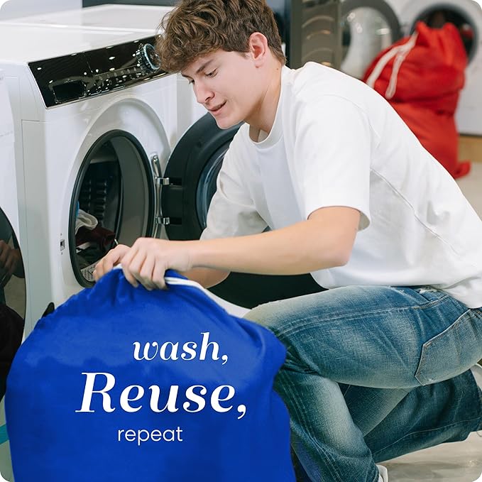 Nylon Laundry Bag - Locking Drawstring Closure and Machine Washable. These Bags will Fit a Laundry Basket or Hamper and Strong Enough to Carry up to Three Loads of Clothes. (Royal Blue)