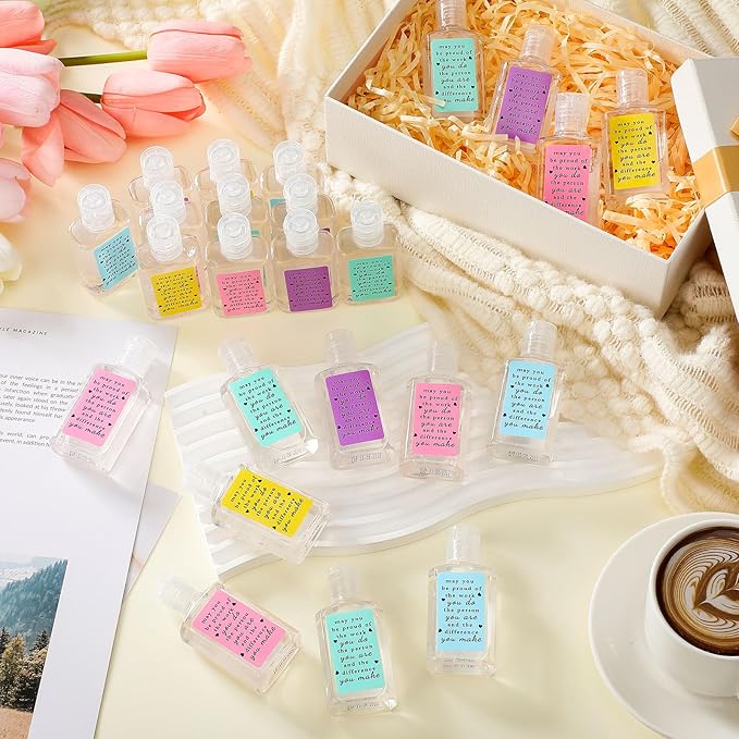 80 Pcs Thank You Gifts for Coworker Mini Hand Sanitize Gel Bulk Scent Hand Sanitizer Travel Size Inspirational Appreciation Gifts for Party Supplies Friends Teacher Employee