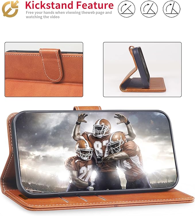 CIVICASE for iPhone 16 Wallet Case,PU Leather Flip Case RFID Blocking Credit Card Holder Folio Magnetic Stand TPU Shockproof Cover Compatible with iPhone 16, Brown
