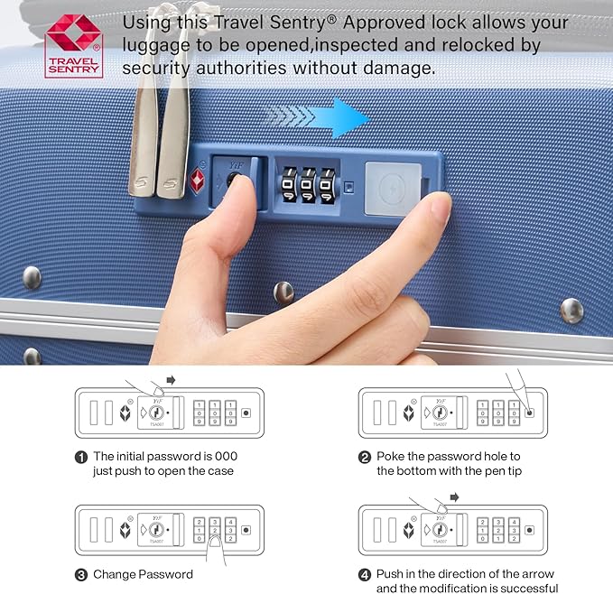 Hanke 24 Inch Luggage with Cup Holder and Charge,Top Opening Hard Shell Suitcases with Wheels and Dividers,Aluminum Frame Trunk Luggage Medium Checked Suitcase with Lock for Travel,Interstellar Blue