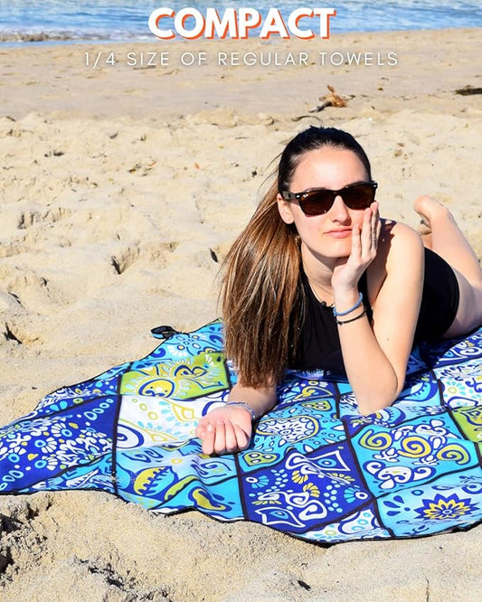 ECCOSOPHY Microfiber Beach Towel - Sand Free Towels are Quick Dry, Light Weight, Super Absorbent - Perfect Pool, Travel, Cruise, Camping Essentials - Oversized Extra Large for Adults 71x35 in