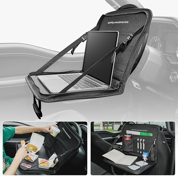 JOYTUTUS Steering Wheel Tray, Multifunctional Laptop Desk, Back Seat Headrest Table for Eating, Fit for Large Vehicles, Like Trucks, Pickups, Semi-Trailers