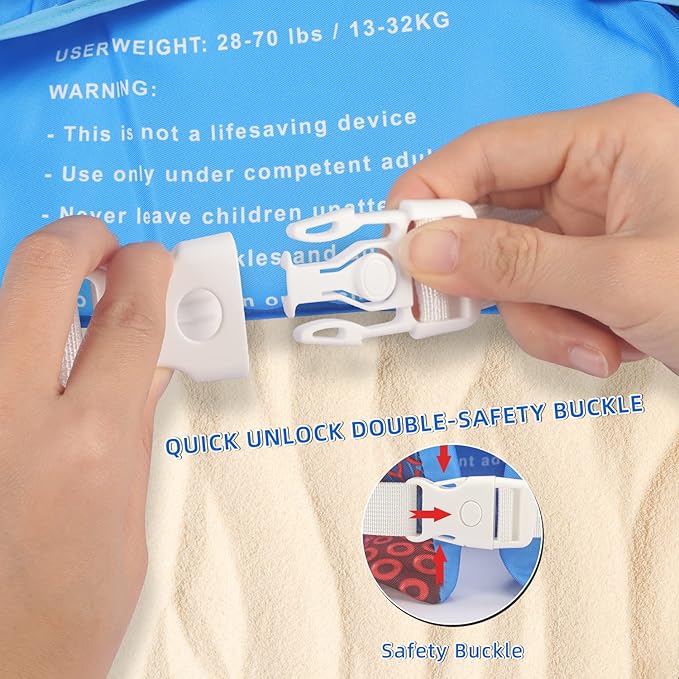 REALIKE Kids Swim Vest for Toddler Floaties Swimming Aids with Shoulder Harness Arm Wings for Children/Infant/Baby,Sea Beach/Pool/Lake, Suitable for 28-70lbs Boys/Girls