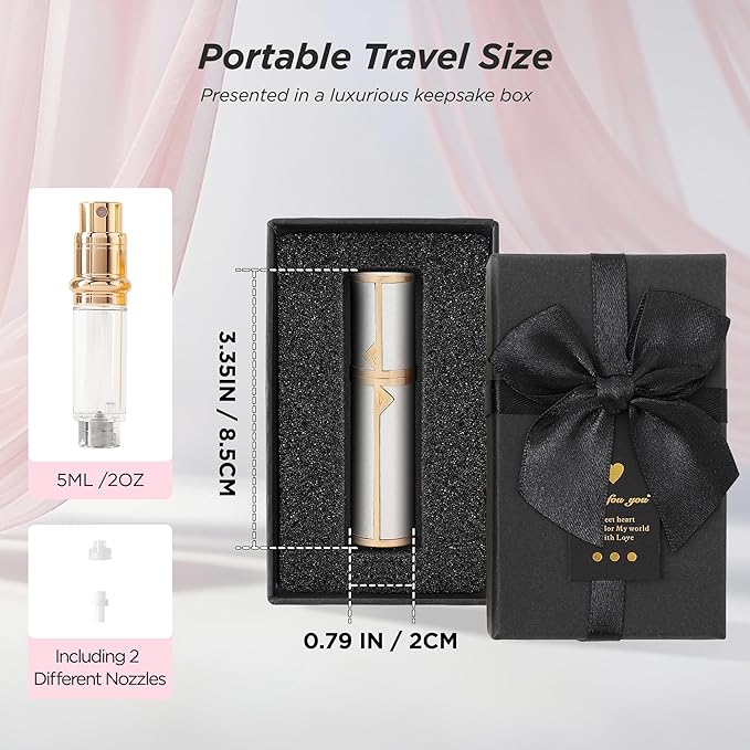Travel Perfume Bottle Refillable, Sparkle Perfume Atomizer Leak-Proof Portable 5ML Mini Empty Atomizer Sprayer Bottle for Traveling and Outgoing (White - Leather style, 5ML)