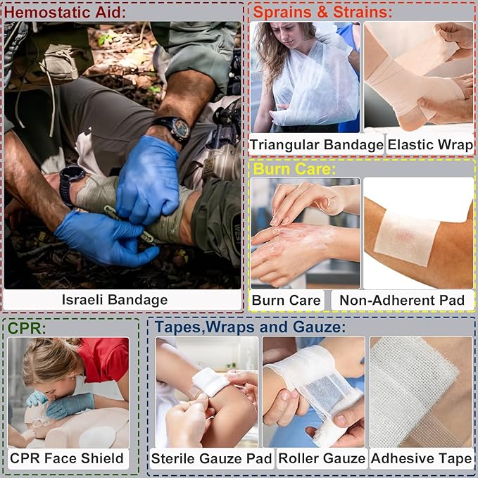 First Aid Kit,Survival Gear Outdoor Tactical Gear Set Military Grade Molle System for Camper Travel Hunting Hiking and Adventures（RED）