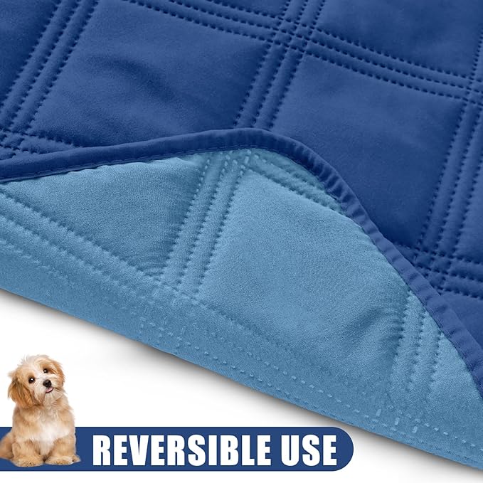 Smiry Waterproof Dog Bed Cover Blanket 68x82, Soft Reversible Pet Blanket, Washable Leakproof Cats Dogs Couch Cover for Sofa, Couch, Furniture, Lattice, Navy/Blue