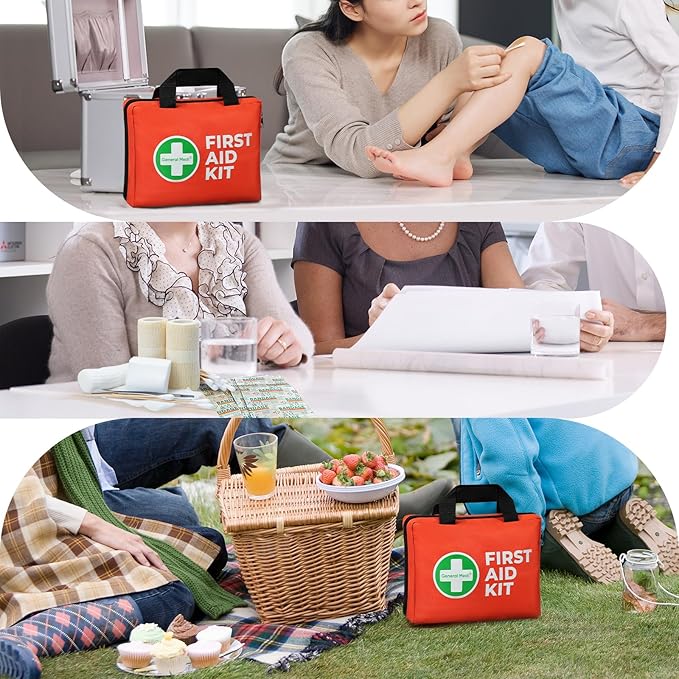 General Medi First Aid Kit, 250 Piece Small First Aid Kit - Includes Emergency Foil Blanket, Instant Cold Pack,Scissors for Travel, Home, Office, Vehicle, Camping, Workplace & Outdoor