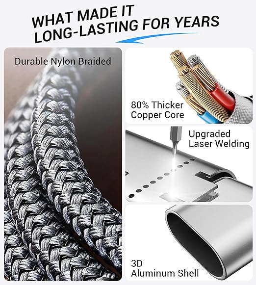 Temdan for Travel Vacation Essentials,3 in 2 USB C Cable for Apple Watch Charger/iPhone 17 Charger/Lightning,Multi Charging Cable Cord,Camping Essentials,Designed for iWatch &iPhone 16-12-5FT Pink