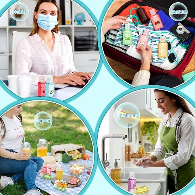 Frienda 24 Pcs Mini Hand Sanitizers Bulk Travel Size Scented Hand Sanitizer 1 Fl oz for Guest Xmas Christmas Stocking Stuffers Teacher Nurse Coworker Teacher Office Gift Homeless Care Package Supplies
