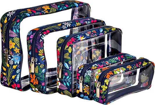 TSA Approved 5-Piece Diaper Bag Organizer Pouch Set Clear Waterproof TPU Kids Toiletry Storage Set Travel Packing Clutch Cube Bags for Baby Nursing